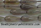 CTR79 15.5 inches 6*16mm faceted teardrop grey agate beads