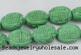 CTU896 15.5 inches 12*15mm carved oval dyed turquoise beads