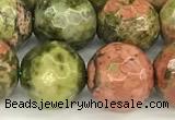 CUG196 15 inches 8mm faceted round unakite beads wholesale