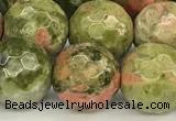 CUG197 15 inches 10mm faceted round unakite beads wholesale