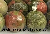 CUG198 15 inches 12mm faceted round unakite beads wholesale