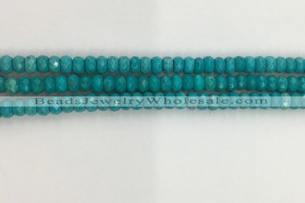 CWB902 15.5 inches 4*6mm faceted rondelle howlite turquoise beads