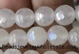 CWH60 15.5 inches 6mm faceted round AB-color white jade beads