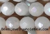 CWH66 15.5 inches 8mm faceted round AB-color white jade beads