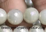 CWH72 15.5 inches 10mm faceted round AB-color white jade beads