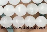 CWH77 15.5 inches 6mm faceted round white jade beads wholesale