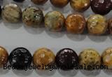 CWJ304 15.5 inches 10mm faceted round wood jasper gemstone beads