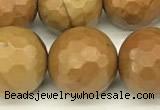 CWJ604 15 inches 12mm faceted round wooden jasper beads wholesale