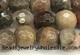 CWJ611 15 inches 6mm faceted round wooden jasper gemstone beads