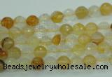 CYC112 15.5 inches 6mm faceted round yellow crystal quartz beads