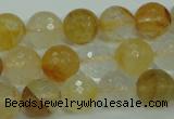 CYC115 15.5 inches 12mm faceted round yellow crystal quartz beads