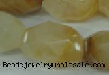 CYC129 15.5 inches 18*30mm faceted nuggets yellow crystal quartz beads