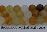 CYC140 15.5 inches 4mm round matte yellow quartz beads wholesale