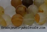 CYC142 15.5 inches 8mm round matte yellow quartz beads wholesale