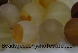CYC145 15.5 inches 14mm round matte yellow quartz beads wholesale