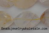 CYC204 15.5 inches 20*30mm twisted & faceted teardrop yellow quartz beads