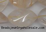 CYC205 15.5 inches 22*32mm twisted & faceted teardrop yellow quartz beads