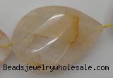 CYC208 15.5 inches 23*45mm twisted & faceted teardrop yellow quartz beads