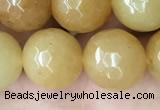 CYJ634 15.5 inches 12mm faceted round yellow jade beads wholesale