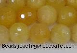 CYJ642 15.5 inches 12mm faceted round yellow jade beads wholesale