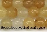 CYJ655 15 inches 4mm round yellow jade beads