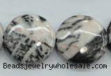 CZJ56 16 inches 25mm flat round zebra jasper gemstone beads wholesale