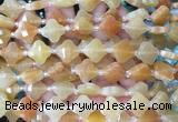 FGBS10 15 inches 12mm faceted Four leaf clover yellow aventurine beads