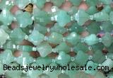 FGBS11 15 inches 12mm faceted Four leaf clover green aventurine beads