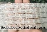 FGBS277 15 inches 8*10mm carved morning glory flower white crystal beads