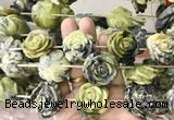 FGBS283 Top drilled 15*30mm carved rose flower lemon turquoise beads wholesale