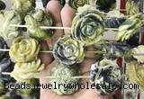 FGBS284 Top drilled 16*35mm carved rose flower lemon turquoise beads wholesale
