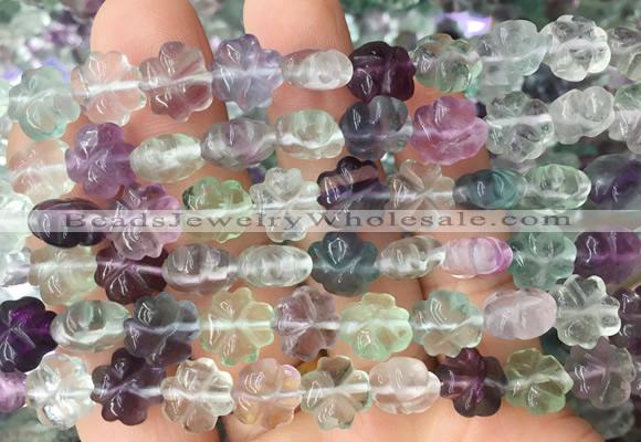 FGBS296 15 inches 10mm carved flower fluorite gemstone beads