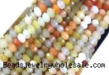 FWBS03 15 inches 5*8mm faceted rondelle golden flower jade beads