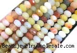 FWBS04 15 inches 6*10mm faceted rondelle golden flower jade beads