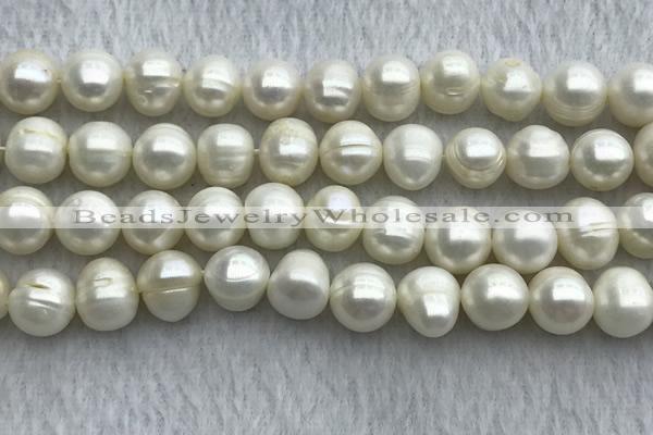 FWP112 15 inches 10mm - 11mm potato white freshwater pearl strands