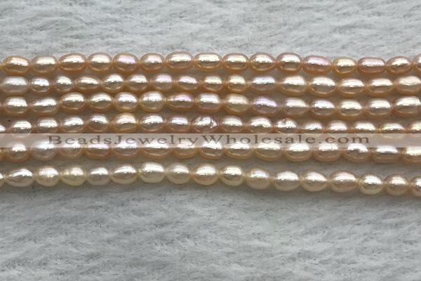 FWP155 14.5 inches 3.5mm rice light purple freshwater pearl strands