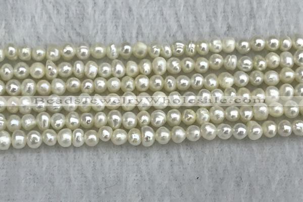 FWP17 14.5 inches 3.2mm - 3.7mm potato white freshwater pearl strands