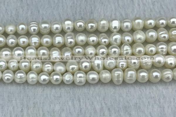 FWP35 14.5 inches 5mm - 6mm potato white freshwater pearl strands