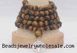 GMN2235 Hand-knotted 8mm, 10mm matte yellow tiger eye 108 beads mala necklaces with charm