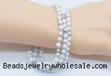 GMN5505 Hand-knotted 6mm matte white howlite 108 beads mala necklaces