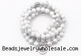 GMN7000 8mm white howlite 108 mala beads wrap bracelet necklaces