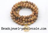 GMN7016 8mm picture jasper 108 mala beads wrap bracelet necklace