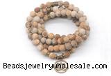 GMN7017 8mm matte picture jasper 108 mala beads wrap bracelet necklace