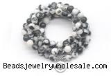GMN7022 8mm black & white jasper 108 mala beads wrap bracelet necklace