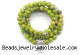 GMN7056 8mm green sea sediment jasper 108 mala beads wrap bracelet necklaces