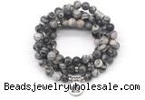 GMN7062 8mm black water jasper 108 mala beads wrap bracelet necklaces