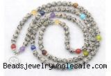 GMN7099 7 Chakra 8mm dalmatian jasper 108 mala beads wrap bracelet necklaces