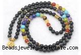 GMN7107 7 Chakra 8mm golden obsidian 108 mala beads wrap bracelet necklaces
