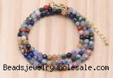 GMN7220 4mm faceted round tiny mixed gemstone beaded necklace jewelry