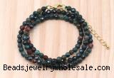 GMN7236 4mm faceted round tiny Indian bloodstone beaded necklace jewelry